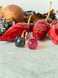 orecchini argento 925 rose’ pietre idrotermali