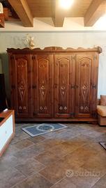 Armadio Guardaroba 4 Ante in Pino Massello - Stile