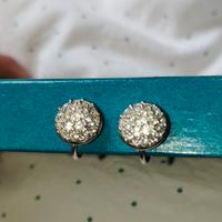 Orecchini Swarovski Button Ball Argento Bianco
