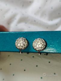 Orecchini Swarovski Button Ball Argento Bianco