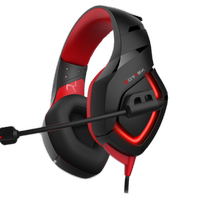 Cuffie gaming nere 3.5mm jack+2xadapter+USB red