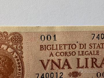Banconota da 1 Lira 1944 serie 001 R3