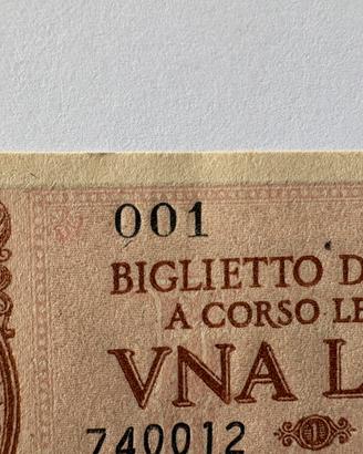 Banconota da 1 Lira 1944 serie 001 R3