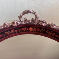 Sedia antica legno intarsiata bronzo