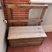 Kit arredo giardino/balcone 2 panche+bobina legno