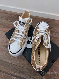 Converse low platform glitter oro #38