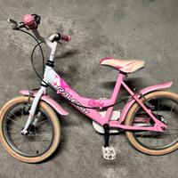 Bicletta bambina 16” rosa bianca leggera