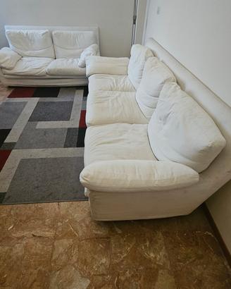 2 divani bianchi, sfoderabili in piuma d'oca
