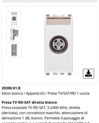 Presa TV-RD Sat Bianca Vimar 20300.01