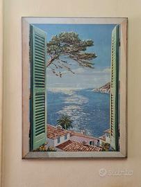 Quadro su tavola di legno con particolari dipinti