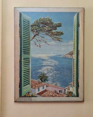 Quadro su tavola di legno con particolari dipinti
