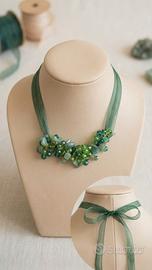 Collana artigianale fatta a mano verde smeraldo –