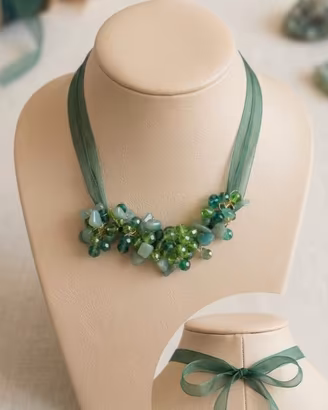 Collana artigianale fatta a mano verde smeraldo –