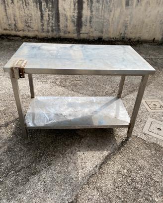 Tavolo banco in acciaio inox 120x70 con ripiano