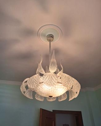 Lampadario in vetro con foglie rimuovibili