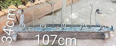 Appendiabiti rastrelliera legno antico e ferro bat