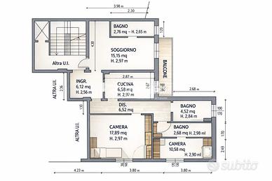 5 locali con balcone e cantina