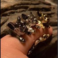 Anello bouledogue francese bulldog nero regolabile