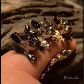 Anello bouledogue francese bulldog nero regolabile