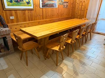 Tavolo rustico massello 3m + sedie e panca