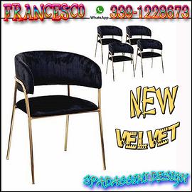 SEDIE VELLUTO STRUTTURA ORO