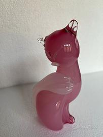 Gattino in vetro di Murano rosa
