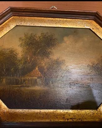 Quadro rame vero paesaggio ottagonale rame