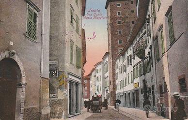 TRENTO VIA SANTA MARIA MAGGIORE ANIMATA ANNO 1916