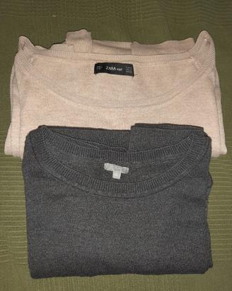 Lotto 2 maglioncini Beige e Grigio scuro