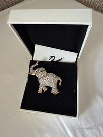 Spilla Swarovski Vintage Elefante Pavé Cristalli