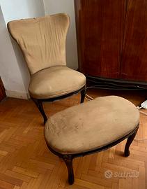 Set poltrona vintage e Pouf poggiapiedi