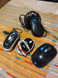 Lotto di 3mouse con cavo e uno wireless