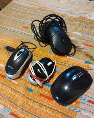 Lotto di 3mouse con cavo e uno wireless