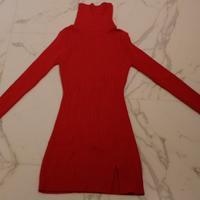 Vestito rosso a collo alto maglione
