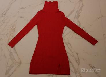 Vestito rosso a collo alto maglione