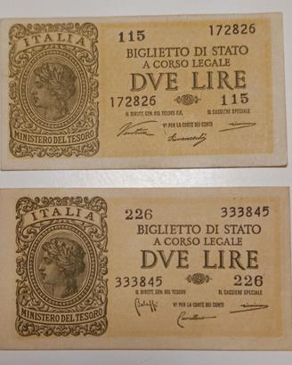 35#. Banconote 2 Lire (tutte le firme).