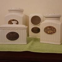 porta zucchero, caffe, sale, biscotti