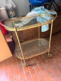 Carrello Bar ovale in ottone stile Maison Jansen