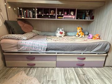 Struttura letto singolo "Giessegi" con 4 cassetti