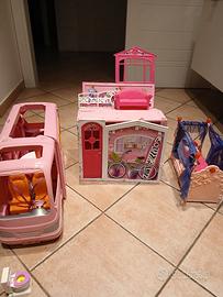 set barbie casa, camper e letto 