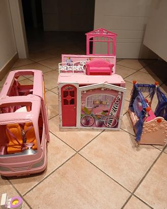 set barbie casa, camper e letto 
