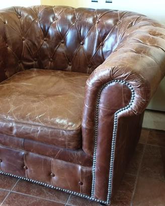 2 Poltrone Chesterfield Vintage Cuoio anticato+ ta
