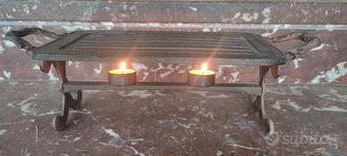 Scaldapiatti o scaldavivande a candela in ghisa 