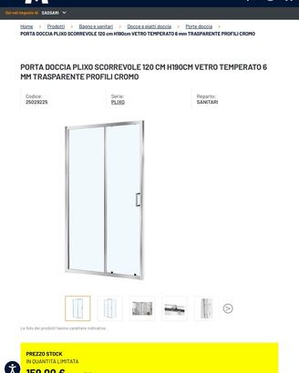 Porta doccia mod. PLIXO scorrevole 120cm h190