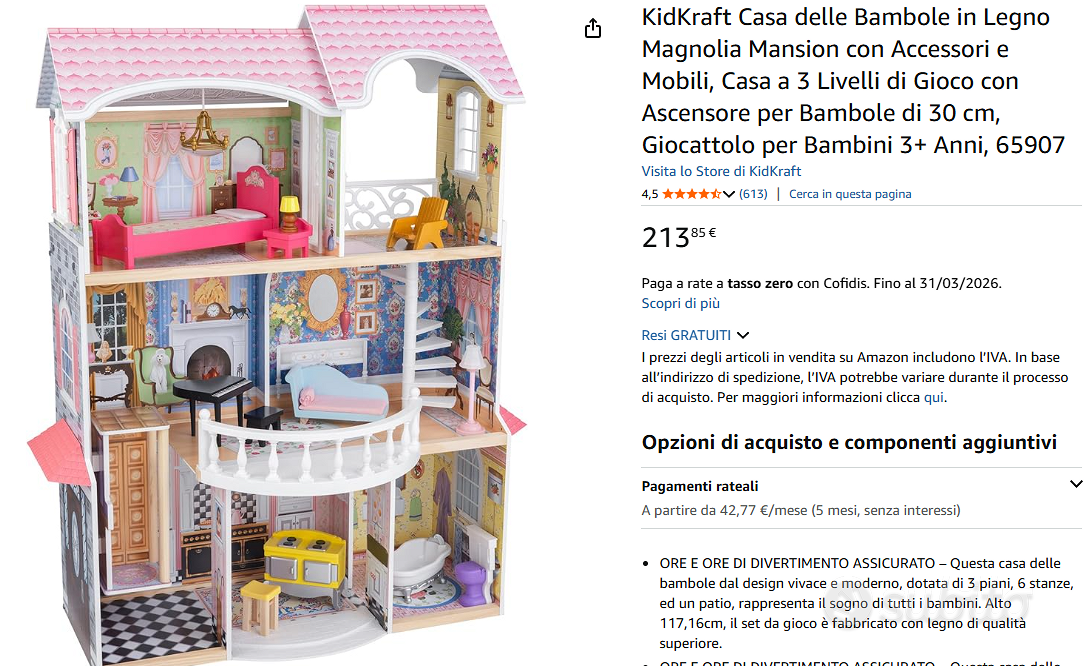 Casa delle Bambole KidKraft Magnolia Mansion Tutto per i bambini