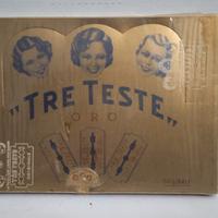 Scatola vintage lamette da barba Tre Teste oro