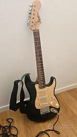 Chitarra Squier + ampli Fender + supporto