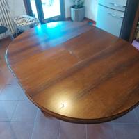 TAVOLO LEGNO NOCE MASSELLO TONDO ALLUNGABILE '800