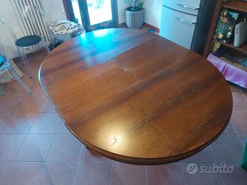 TAVOLO LEGNO NOCE MASSELLO TONDO ALLUNGABILE '800