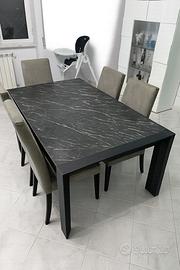 Tavolo allungabile effetto Marmo + 6 Sedie